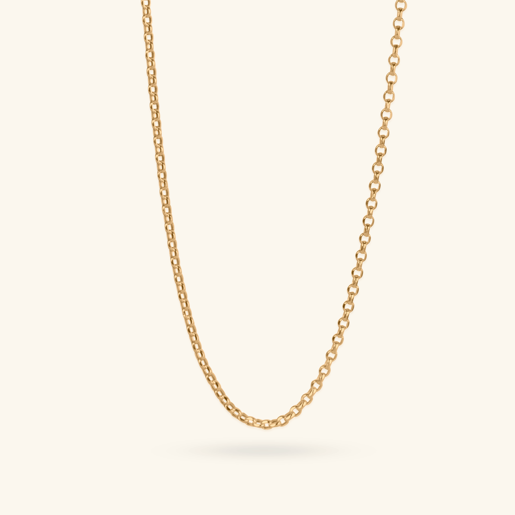 Cable Chain Necklace, Made in 14k solid gold.