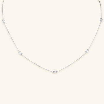 Baguette Cut Cz Necklace White Gold, Made in 14k solid gold