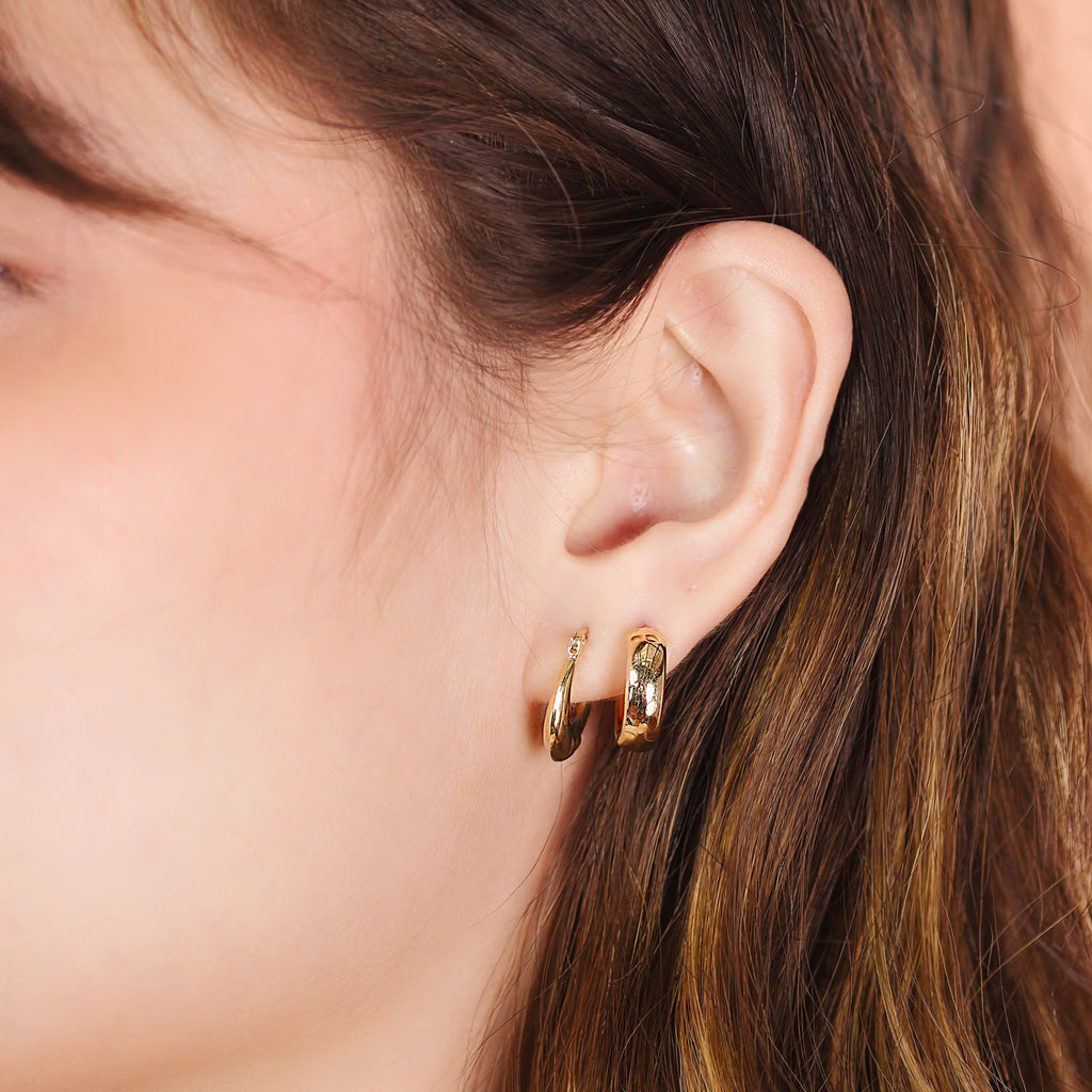 Everyday Huggie Hoops, Made in 14k solid gold.