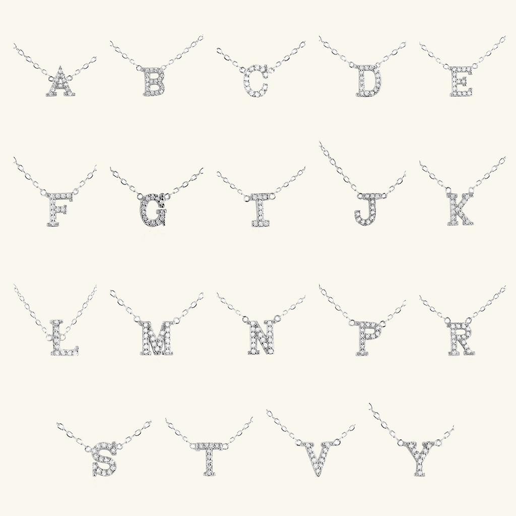 Sterling Silver Initial Necklace, front view – Foundry Jewelry 
