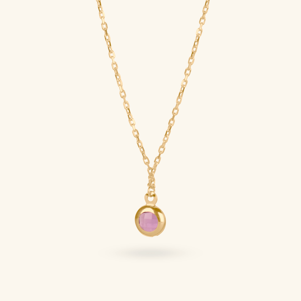 Birthstone Sphere Necklace, Made in 14k solid gold