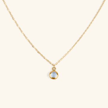 Birthstone Sphere Necklace Aquamarine, Made in 14k solid gold 