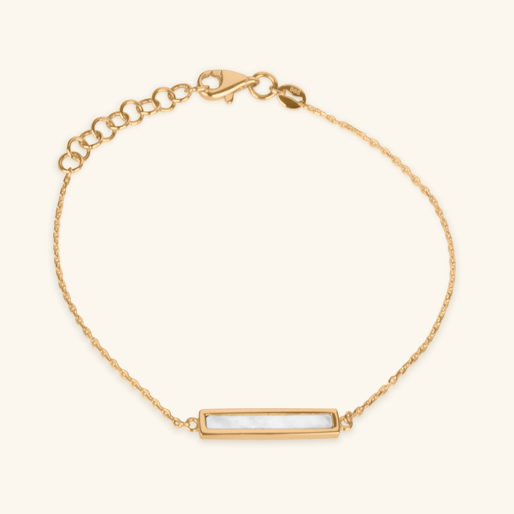 Mother of Pearl Bar Bracelet,Made in 14k solid gold