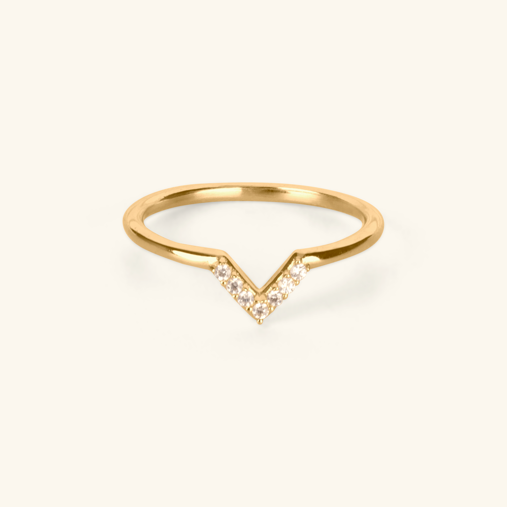 Wishbone Stacker Ring,Made in 14k gold