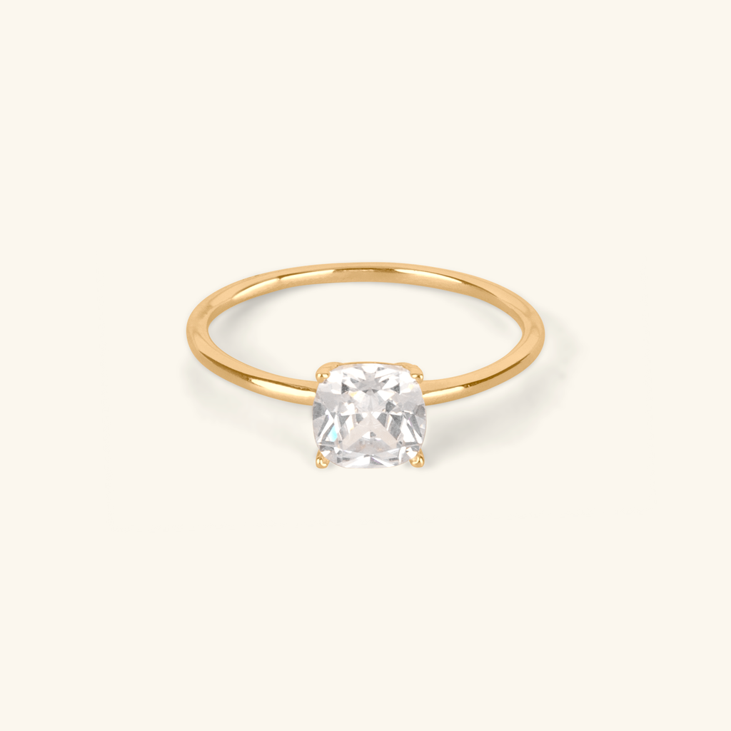 Square Cut Stacker Ring, Made in 14k gold