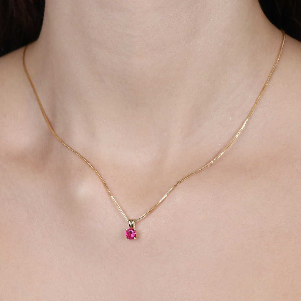 Birthstone - Round Pendants- Colored Cubic Zirconia, Set in 18k Solid Gold