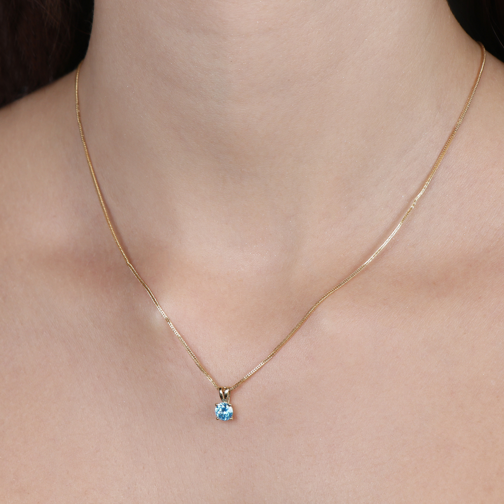 Birthstone - Round Pendants- Colored Cubic Zirconia, Set in 18k Solid Gold