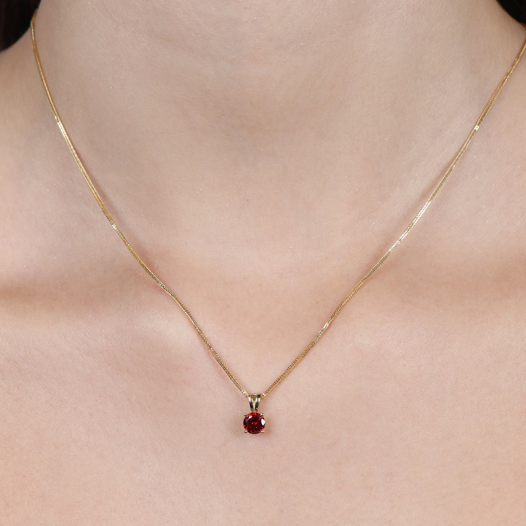 Birthstone - Round Pendants- Colored Cubic Zirconia, Set in 18k Solid Gold