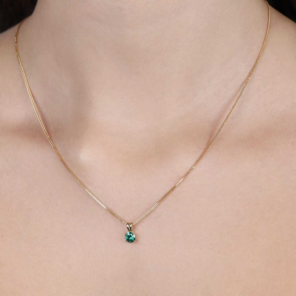 Birthstone - Round Pendants- Colored Cubic Zirconia, Set in 18k Solid Gold