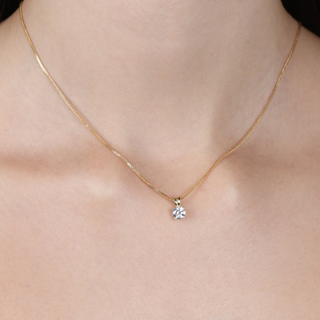 Birthstone - Round Pendants- Colored Cubic Zirconia, Set in 18k Solid Gold