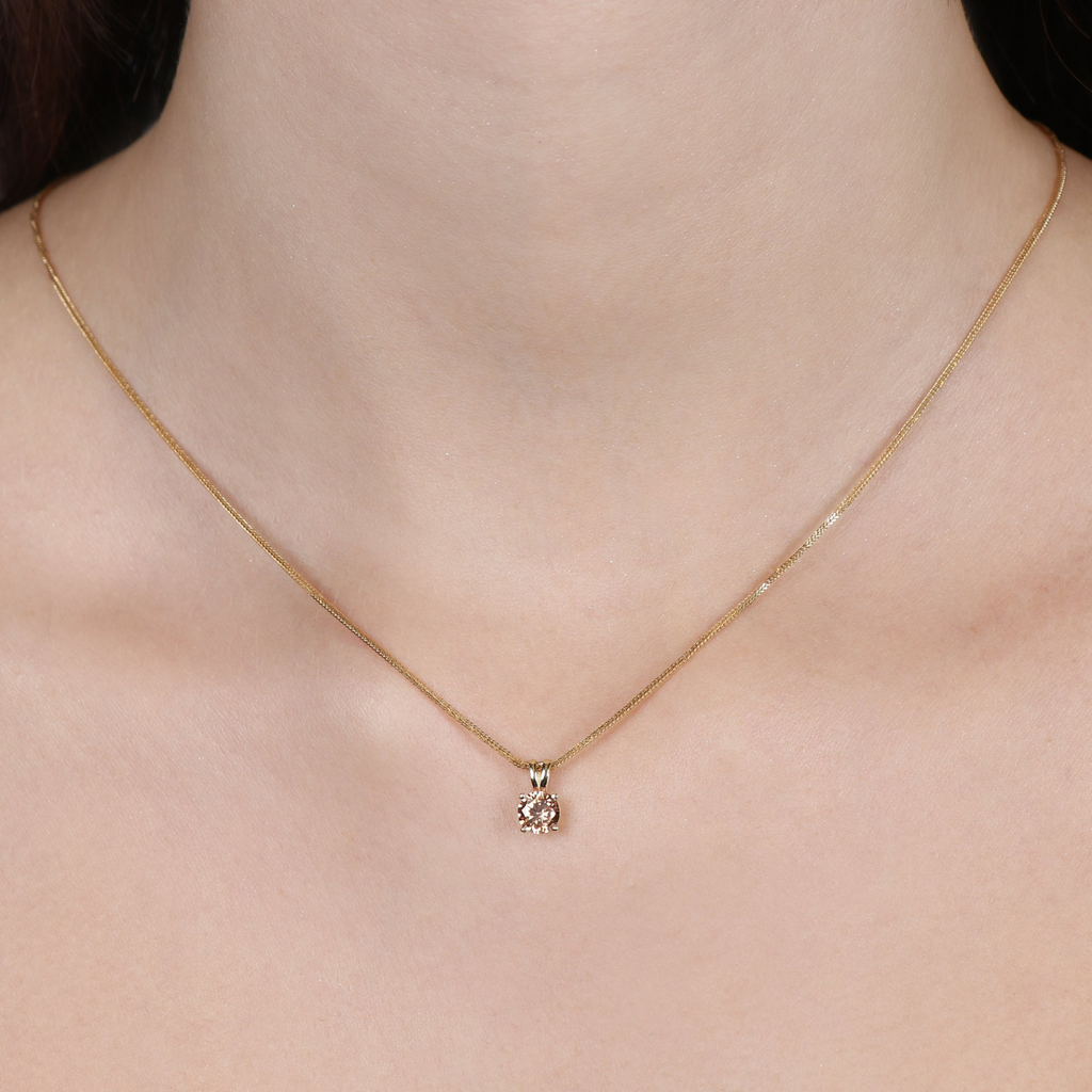 Birthstone - Round Pendants- Colored Cubic Zirconia, Set in 18k Solid Gold