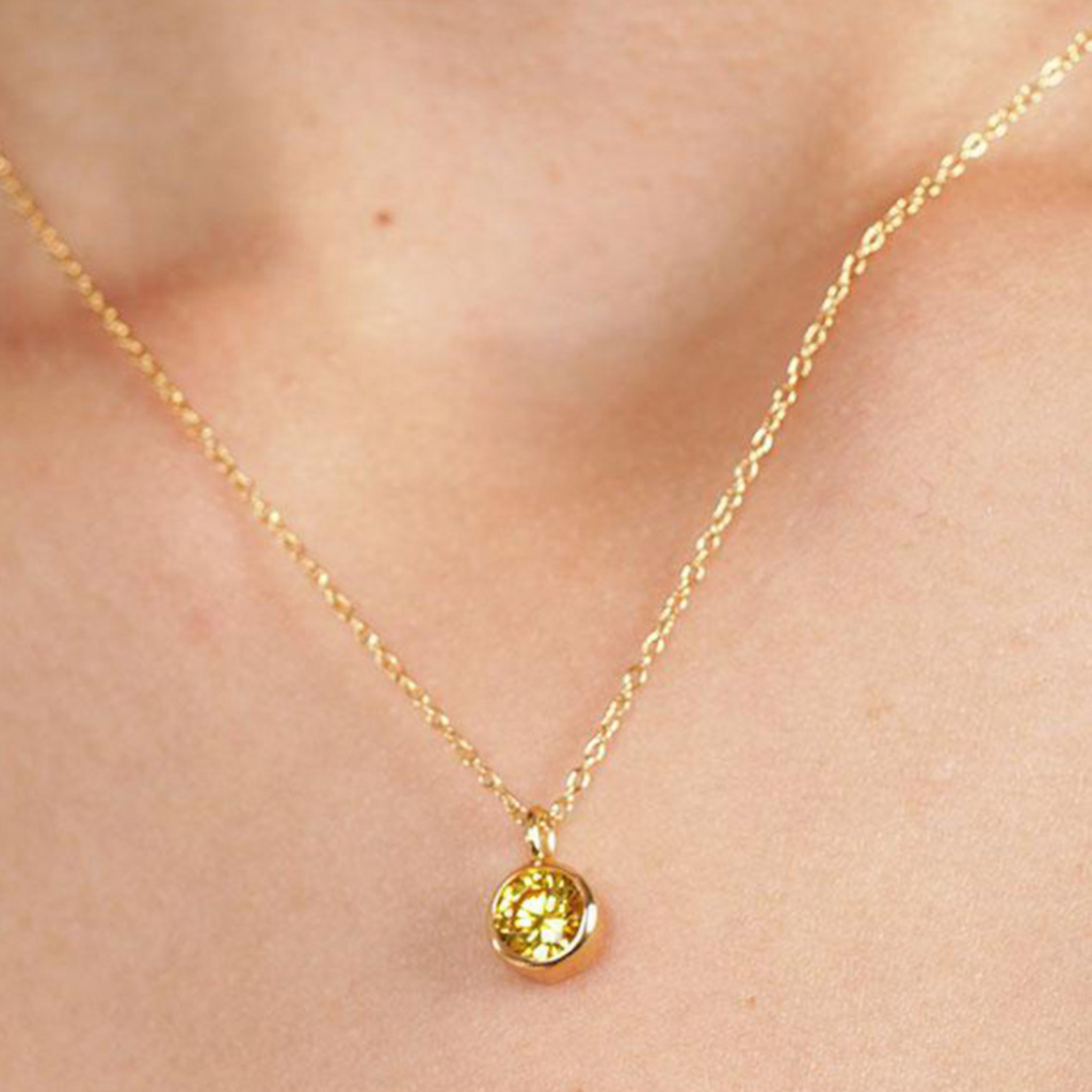 Citrine Sphere Necklace, Handcrafted in 925 sterling silver