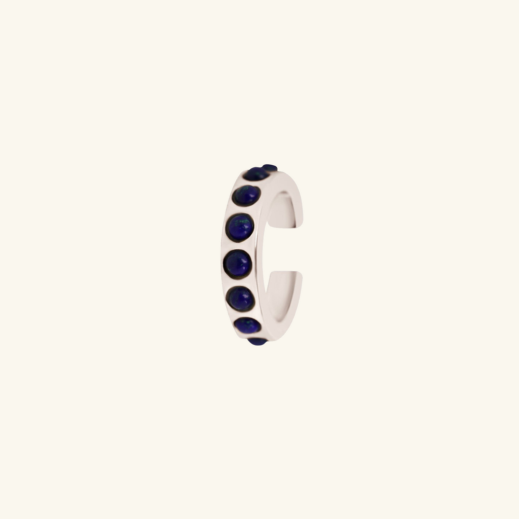 Cabochon Lapis Lazuli Cuff Sterling Silver, Made in 925 sterling silver 