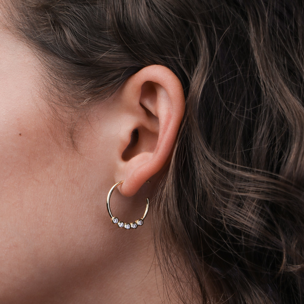 Crystal Midi Hoops, Handcrafted in 925 sterling silver