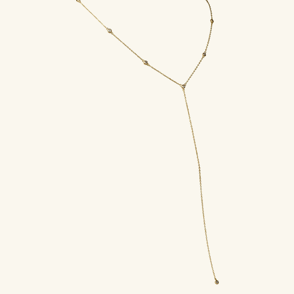 Crystal Y Chain Necklace, Handcrafted in 925 sterling silver