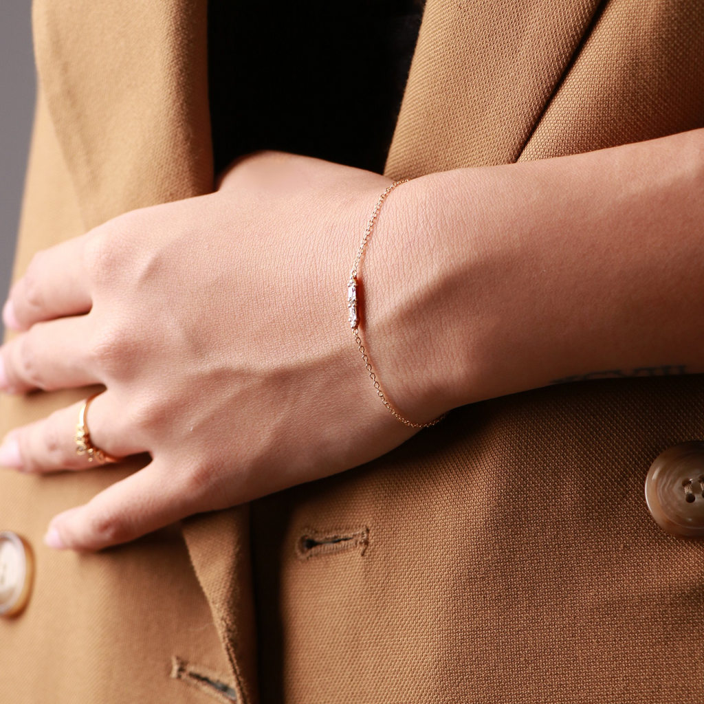 Dash Line Bracelet Rose Gold Vermeil, Handcrafted in 925 sterling silver