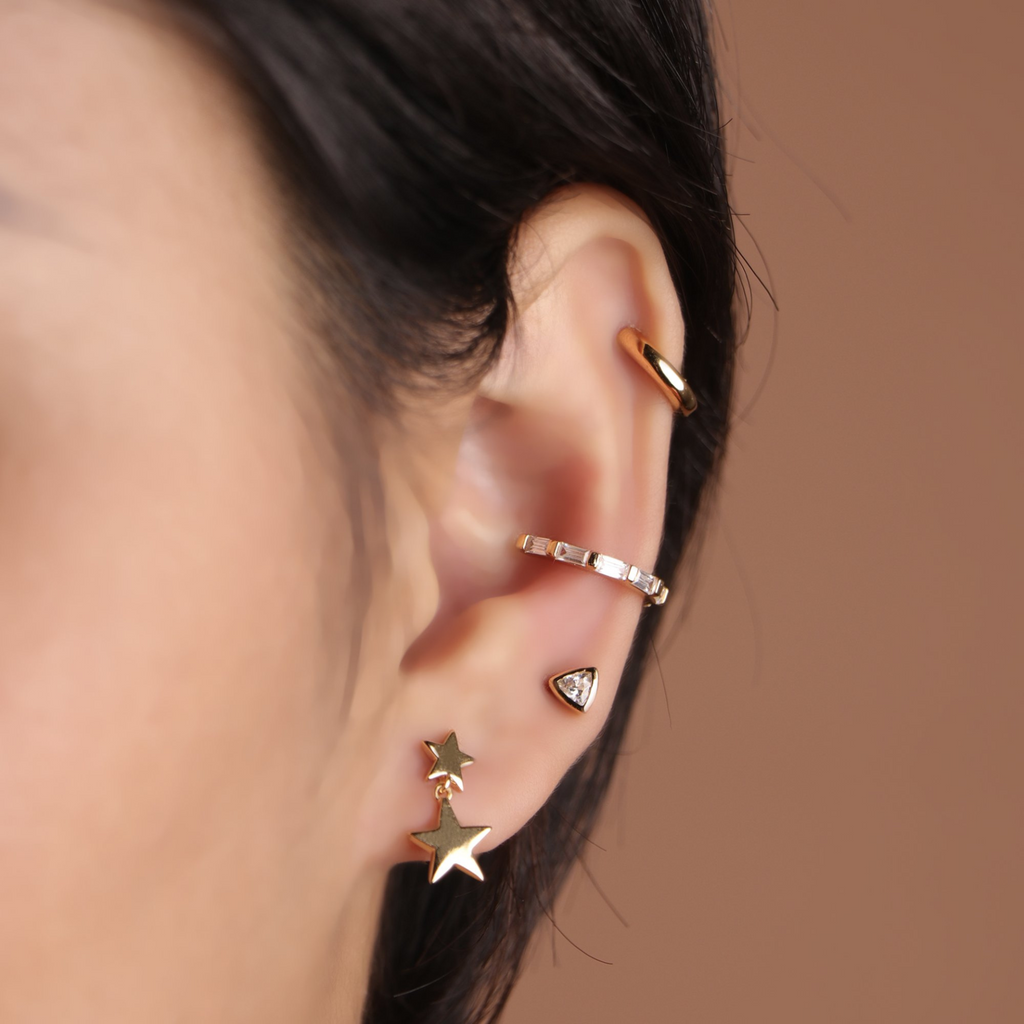 Double Star Drop Earrings, Handcrafted in 925 sterling silver