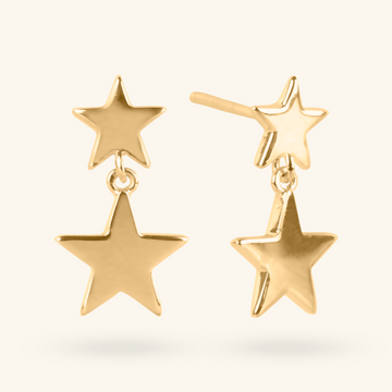 Double Star Drop Earrings, Handcrafted in 925 sterling silver