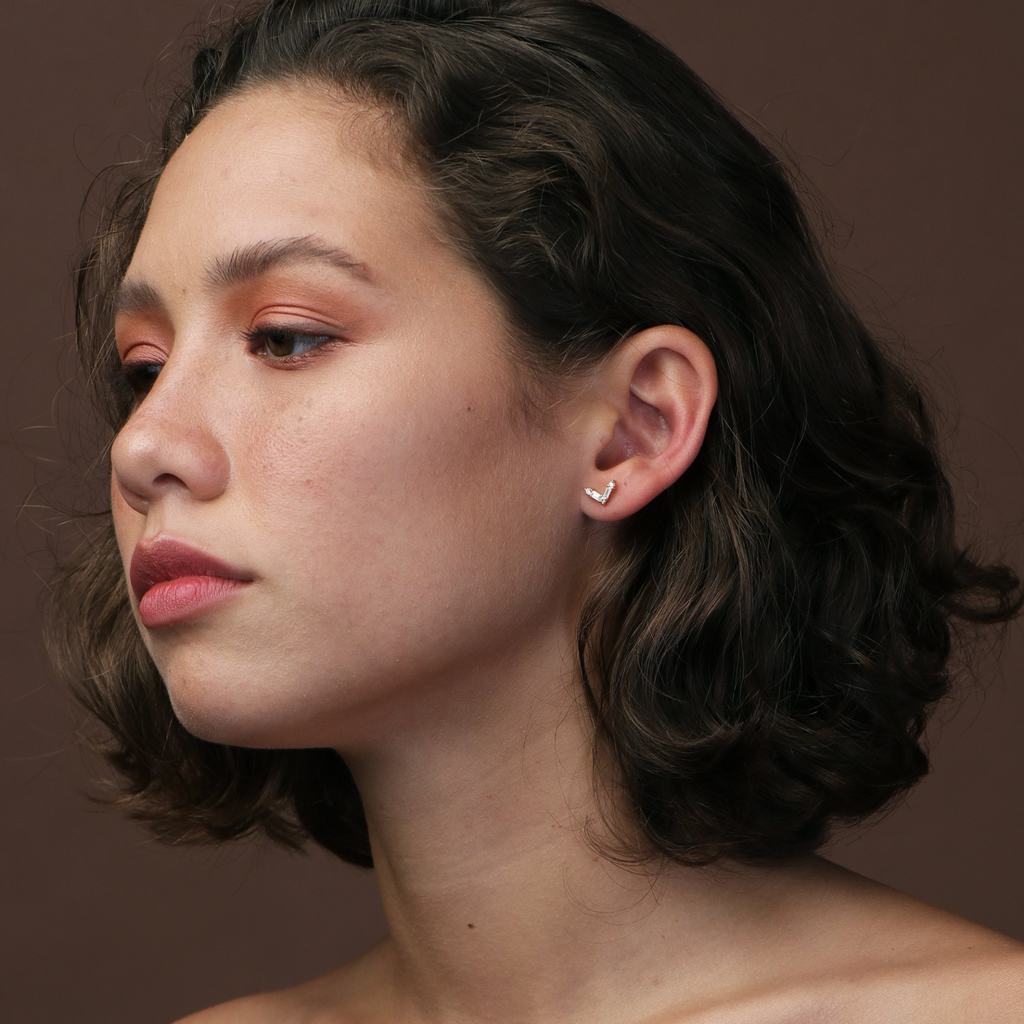 Chevron Crystal Studs, Handcrafted in 925 sterling silver