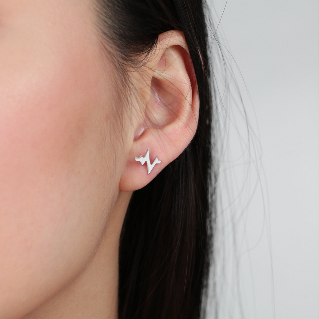 Heartbeat Studs Sterling Silver, Handcrafted in 925 sterling silver