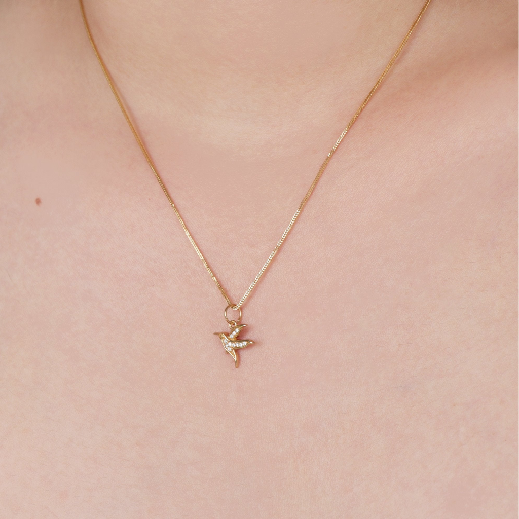 Hummingbird Charm Pendant, Handcrafted in 925 sterling silver