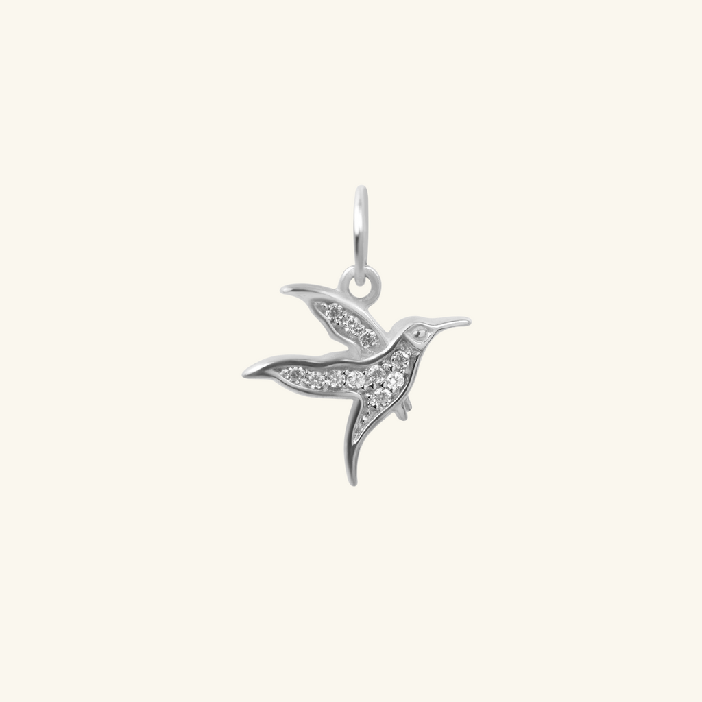 Hummingbird Charm Pendant Sterling Silver, Handcrafted in 925 sterling silver
