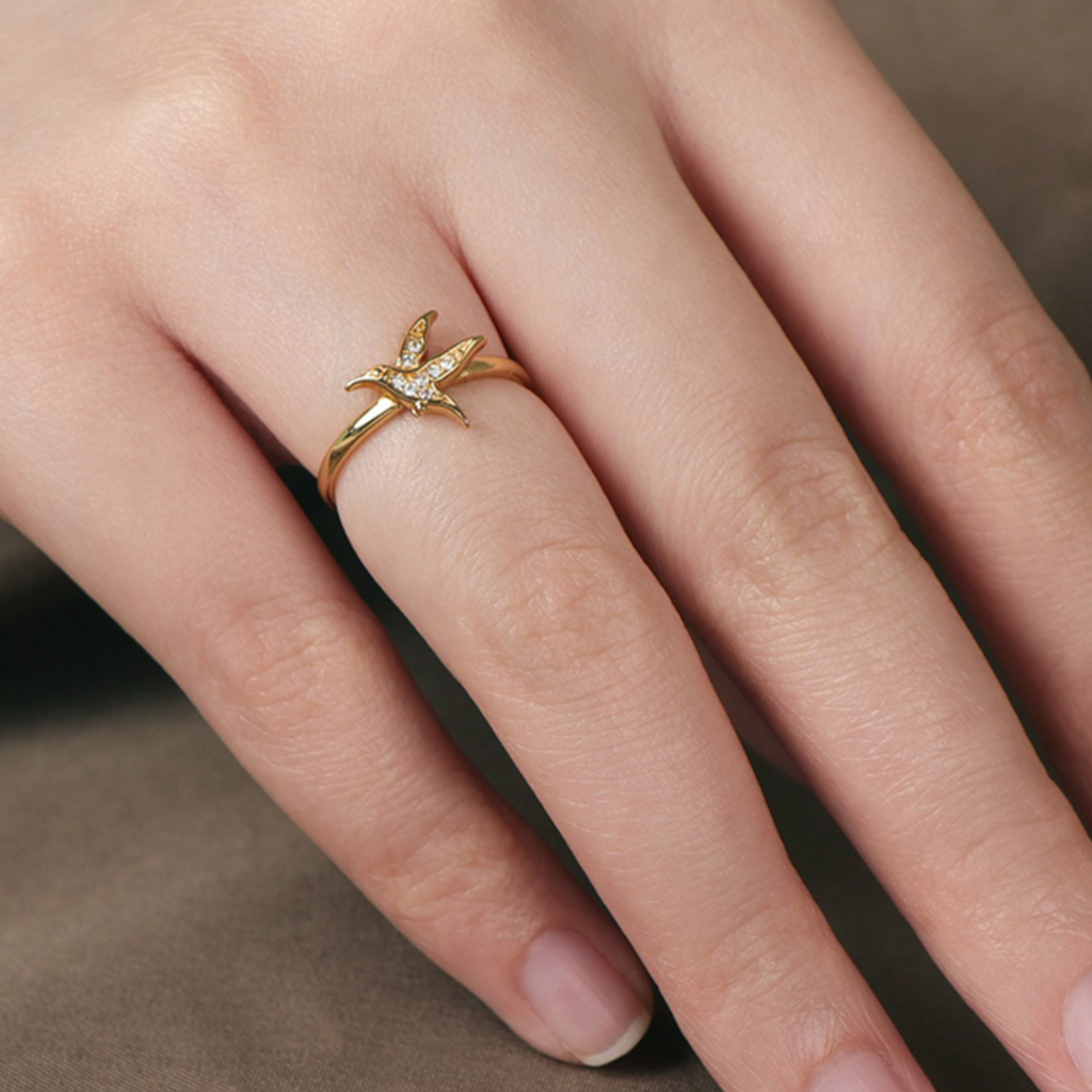 Hummingbird Ring, Handcrafted in 925 sterling silver