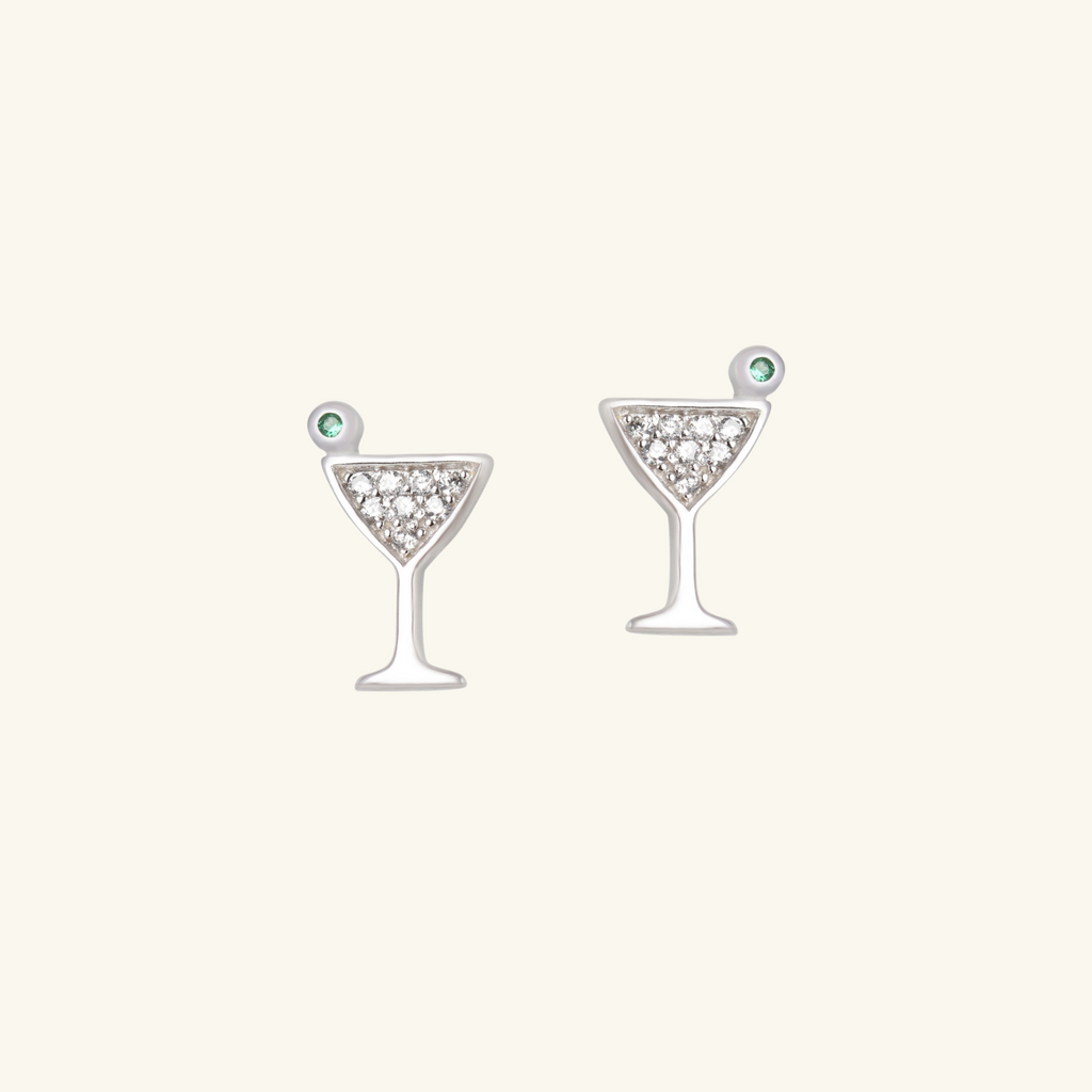 Martini Studs Sterling Silver, Handcrafted in 925 sterling silver