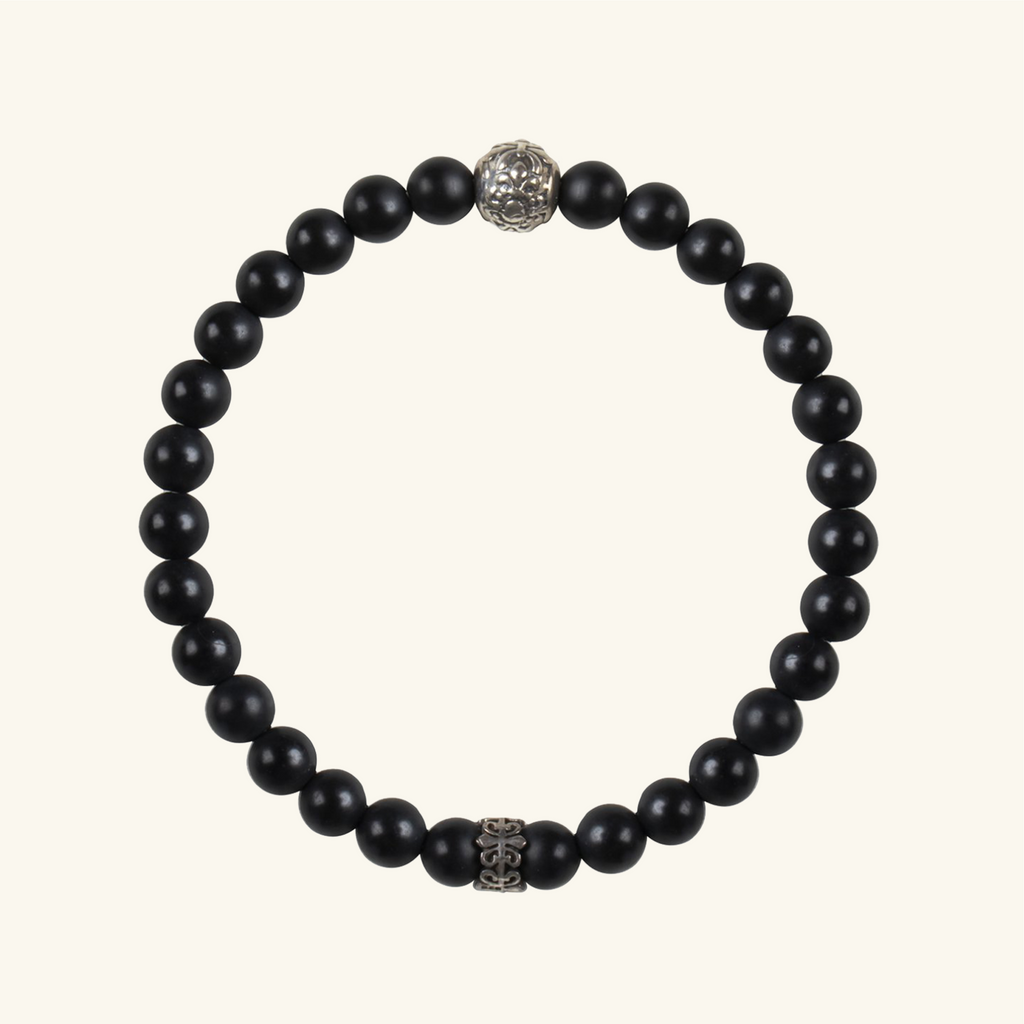 Matte Agate Bead Bracelet, Handcrafted in 925 sterling silver