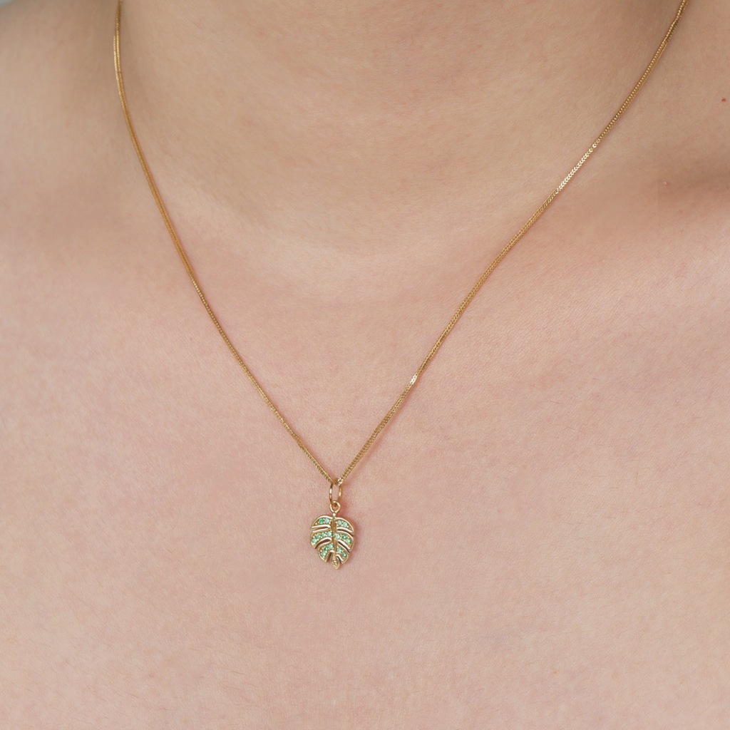 Monstera Leaf Charm Pendant, Handcrafted in 925 sterling silver