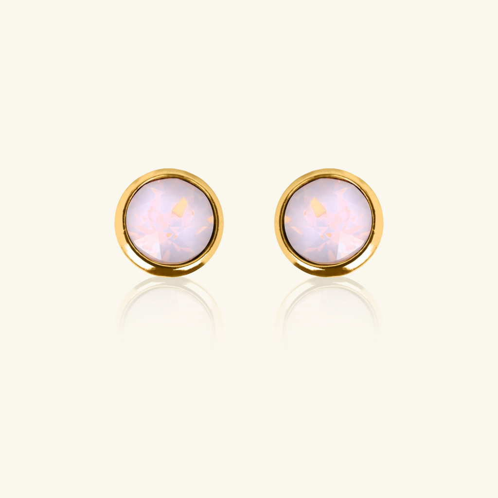 Naples Opal Studs Rose Water, Handcrafted in 925 sterling silver