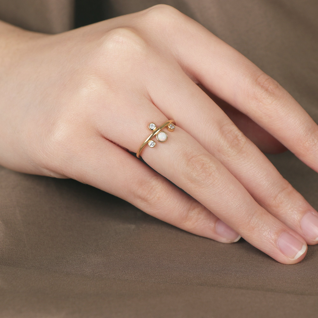 Opal Cluster Ring, Handcrafted in 925 sterling silver