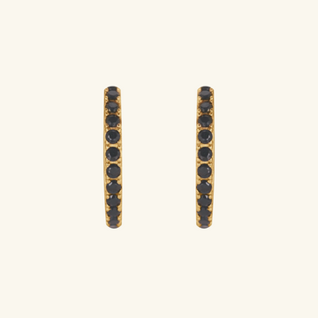 Pavé Black Onyx Midi Hoops, Handcrafted in 925 sterling silver