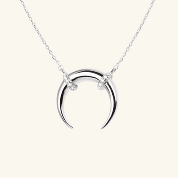 Pavé Crescent Necklace Sterling Silver, Handcrafted in 925 sterling silver