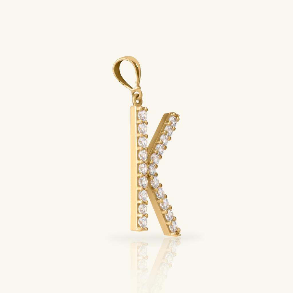 Pavé Letter Pendant, Set in 14k solid gold