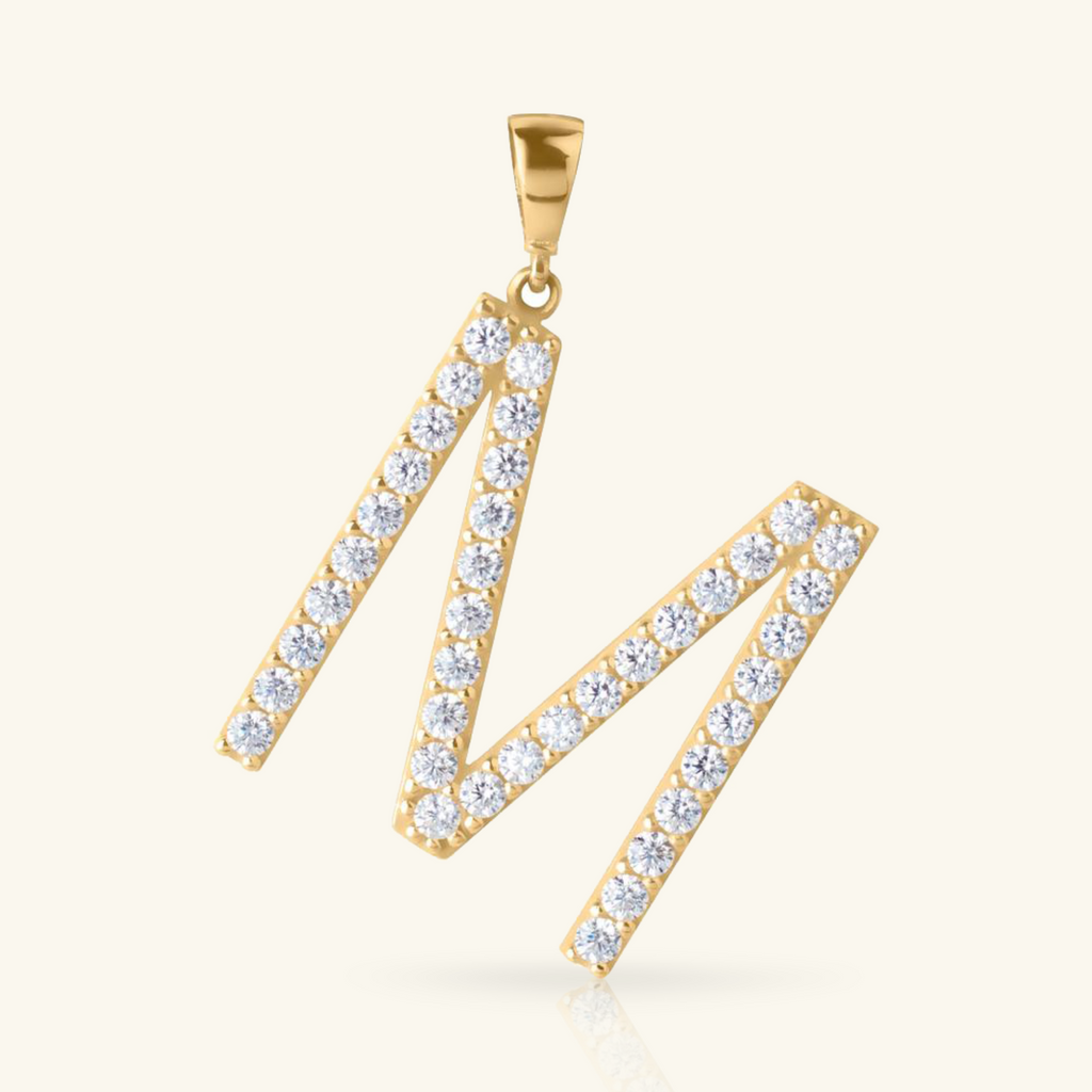 Pavé Letter Pendant, Set in 14k solid gold