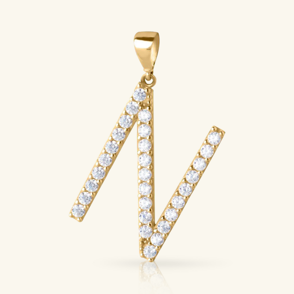 Pavé Letter Pendant, Set in 14k solid gold