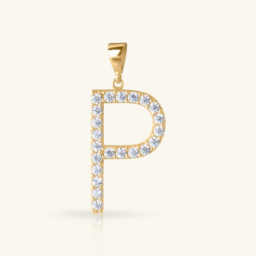 Pavé Letter Pendant, Set in 14k solid gold