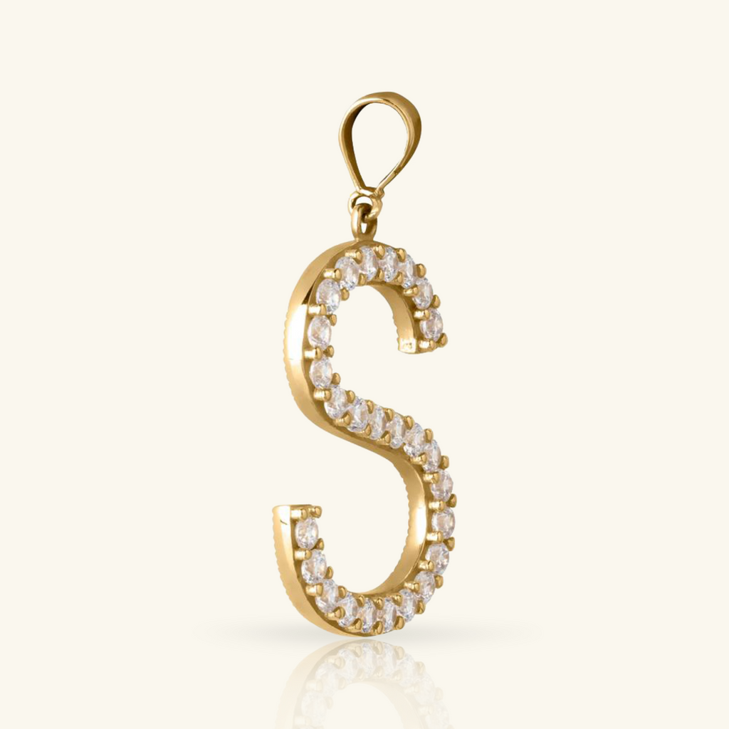 Pavé Letter Pendant, Set in 14k solid gold