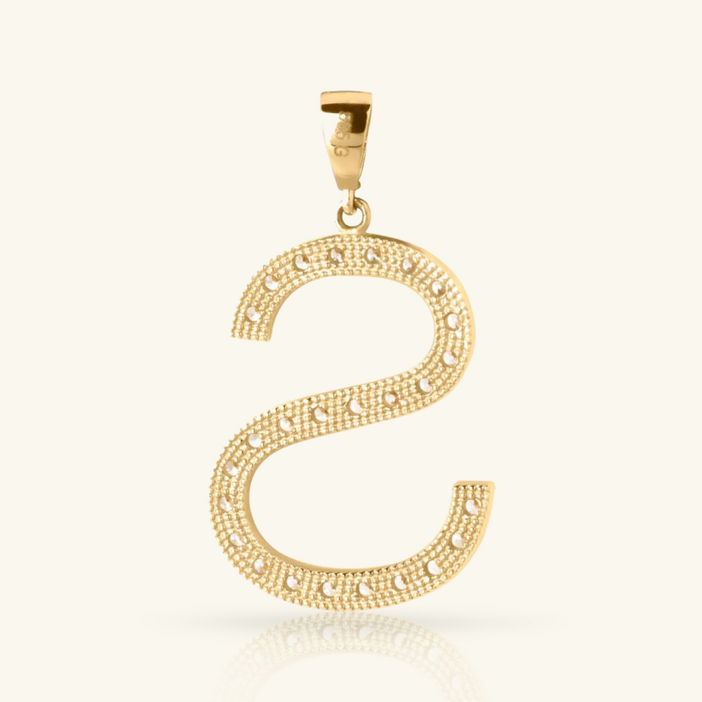 Pavé Letter Pendant, Set in 14k solid gold