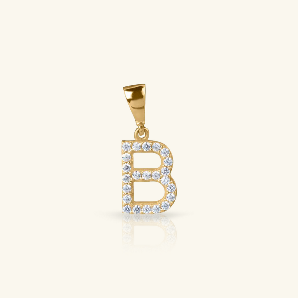 Pavé Mini Letter Pendant, Set in 14k solid gold