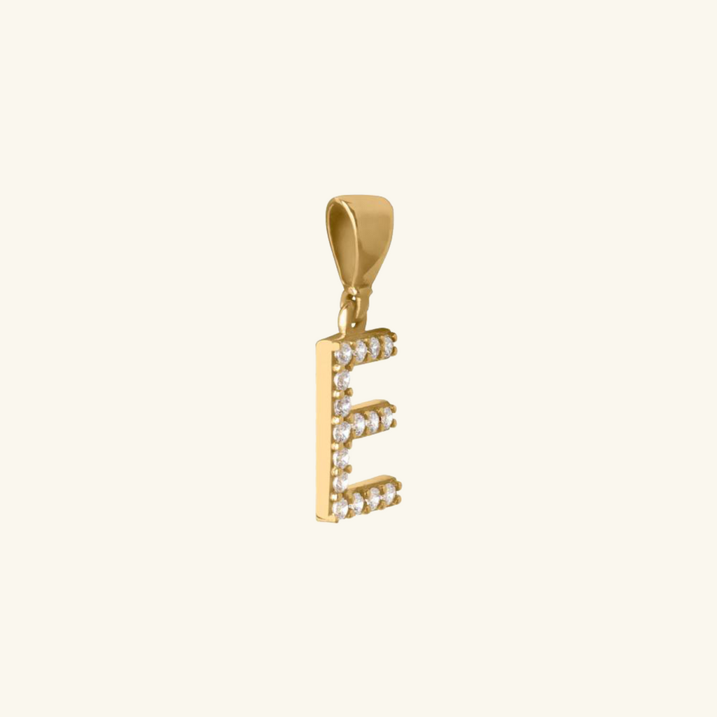 Pavé Mini Letter Pendant, Set in 14k solid gold