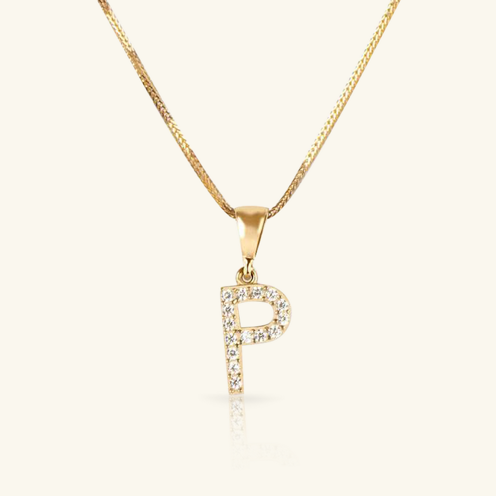 Pavé Mini Letter Pendant, Set in 14k solid gold