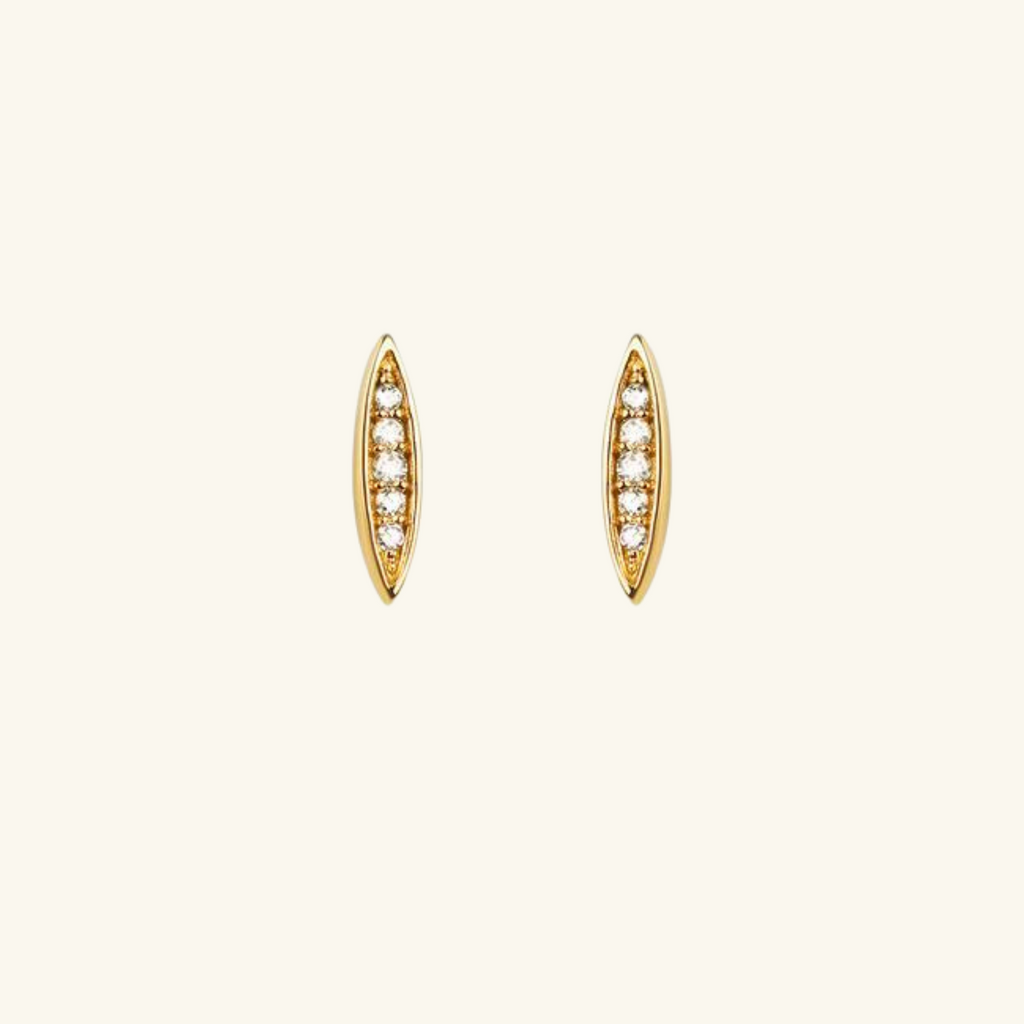 Pavé Pointed Oval Studs, Handcrafted in 925 Sterling Silver