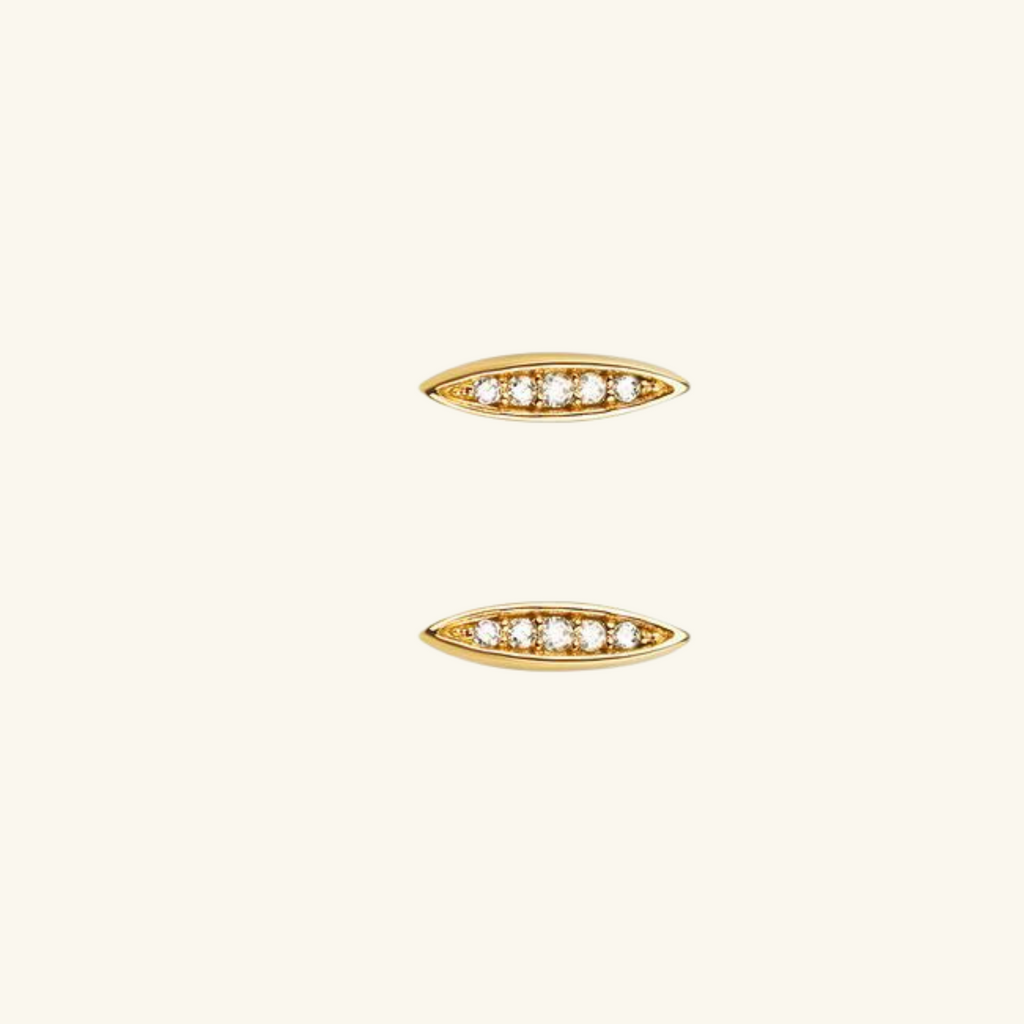 Pavé Pointed Oval Studs, Handcrafted in 925 Sterling Silver