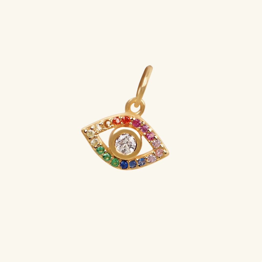 Pavé Rainbow Eye Charm, Handcrafted in 925 Sterling Silver