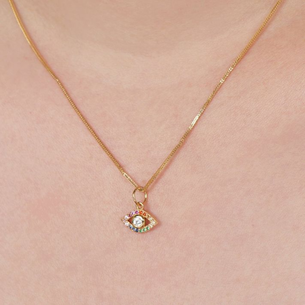 Pavé Rainbow Eye Charm, Handcrafted in 925 Sterling Silver