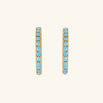 Pavé Turquoise Midi Hoops, Handcrafted in 925 sterling silver