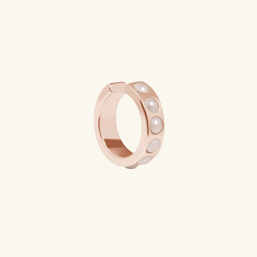 Pearl Ear Cuff Rose Gold Vermeil, Handcrafted in 925 sterling silver