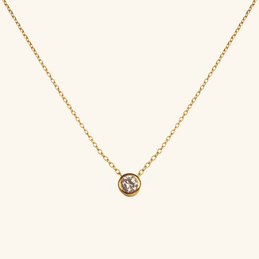 Bezel Cubic Zirconia Necklace, Crafted in 14k solid gold